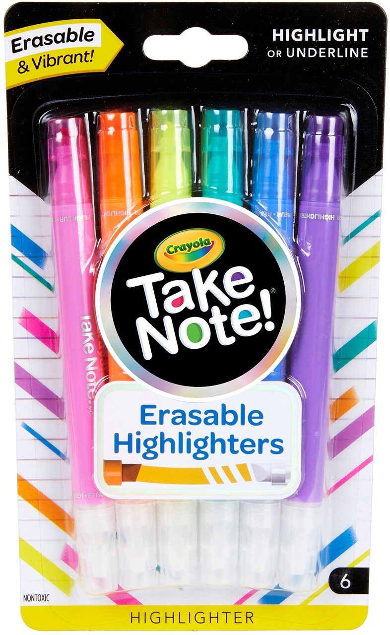 Crayola Take Note! Erasable Highlighters 6/Pkg-Assorted Colors